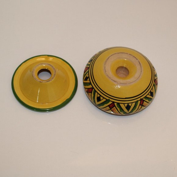 Moroccan Ceramic Ashtray Yellow | Orange | Green | Black 4" X 2 1/2" - Picture 4 of 6
